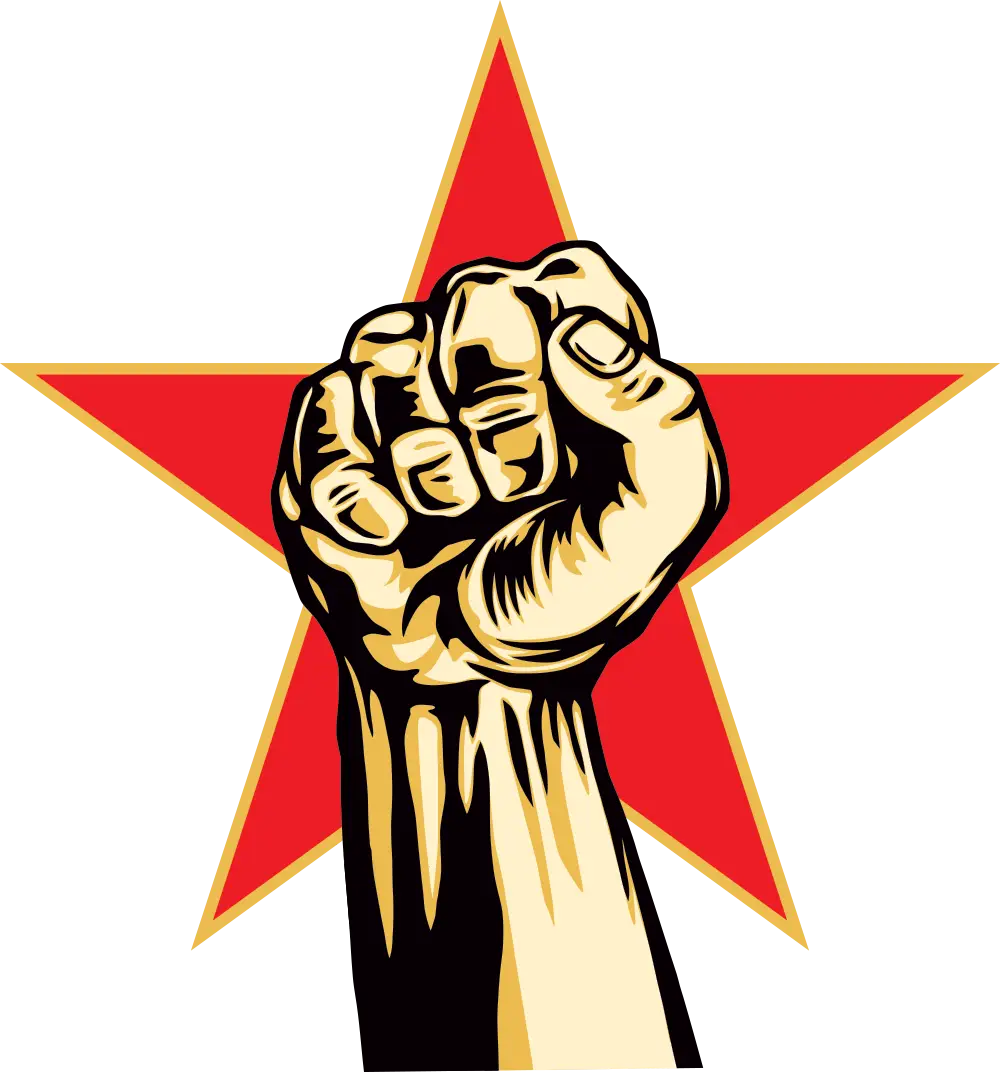 Raised Fist with Red Star