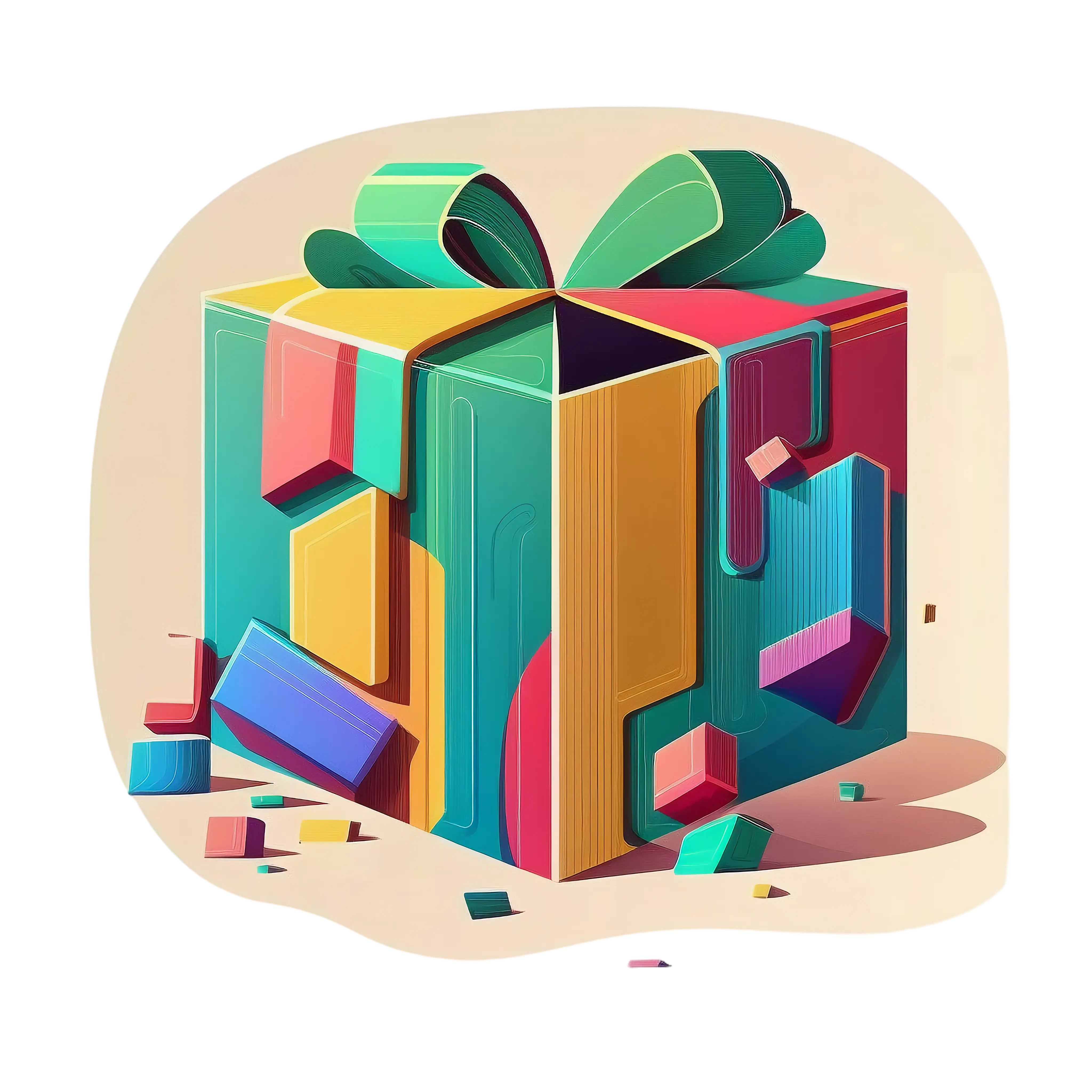 Colorful Gift Box with Ribbon