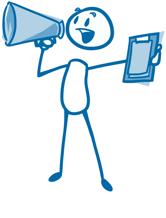 Stick Figure Announcing with Megaphone