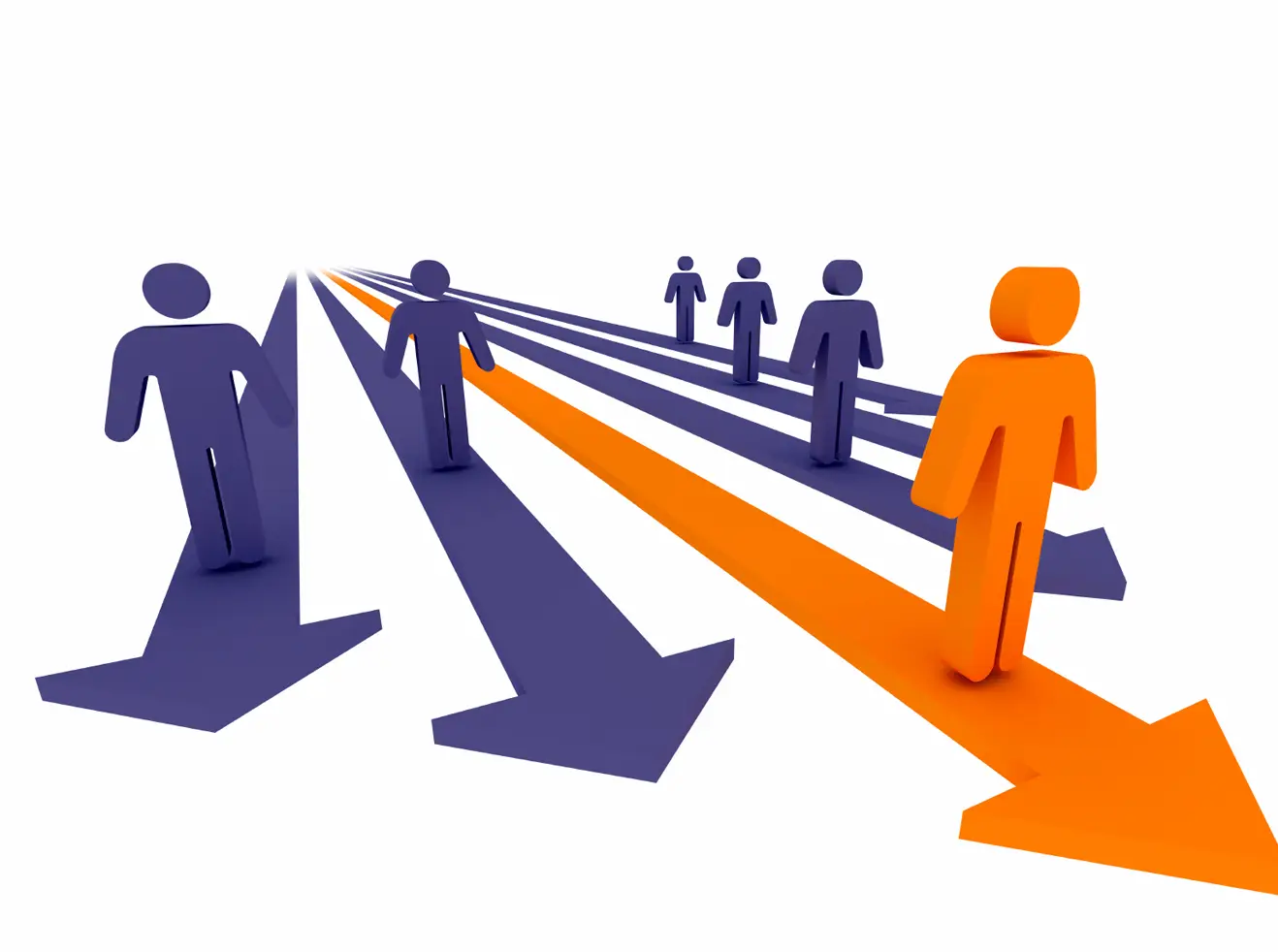 Orange Leader Concept with Directional Arrows
