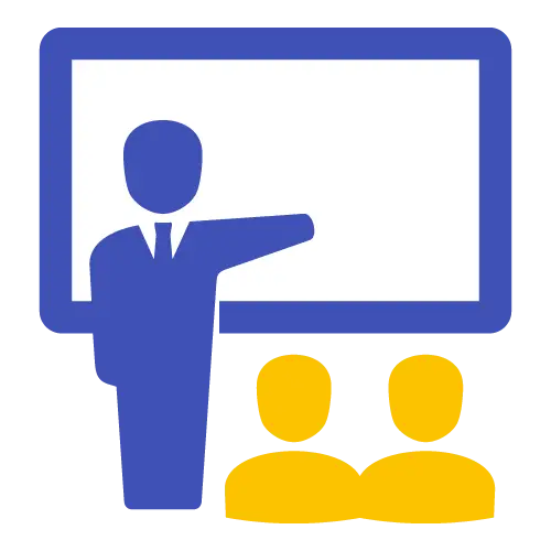 Presentation Icon with Teacher and Students