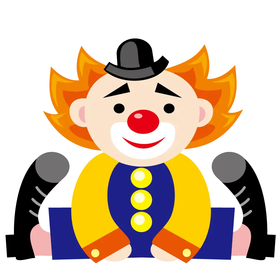 Cartoon Clown with Orange Hair and Red Nose