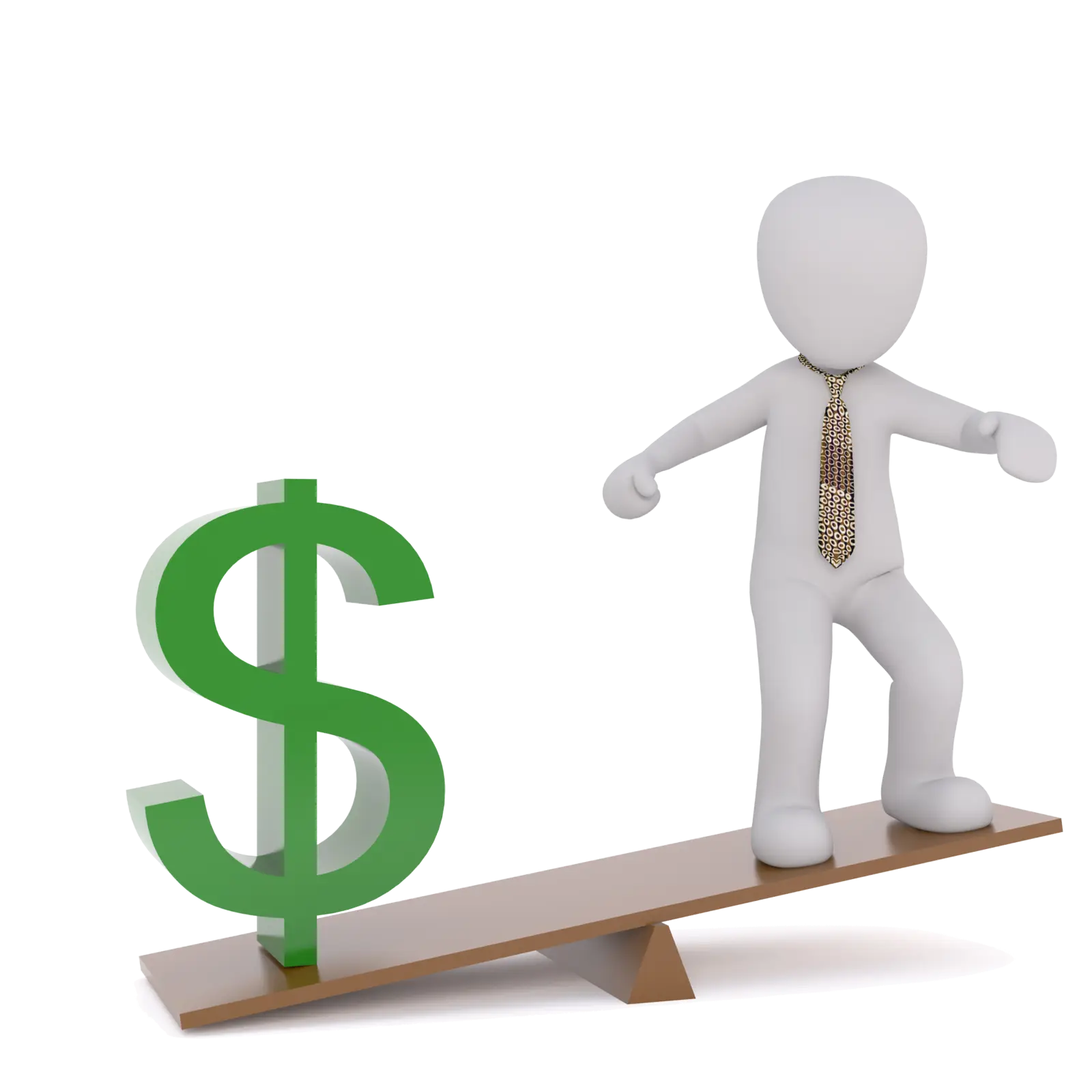 Figure Balancing on a Seesaw with Dollar Sign