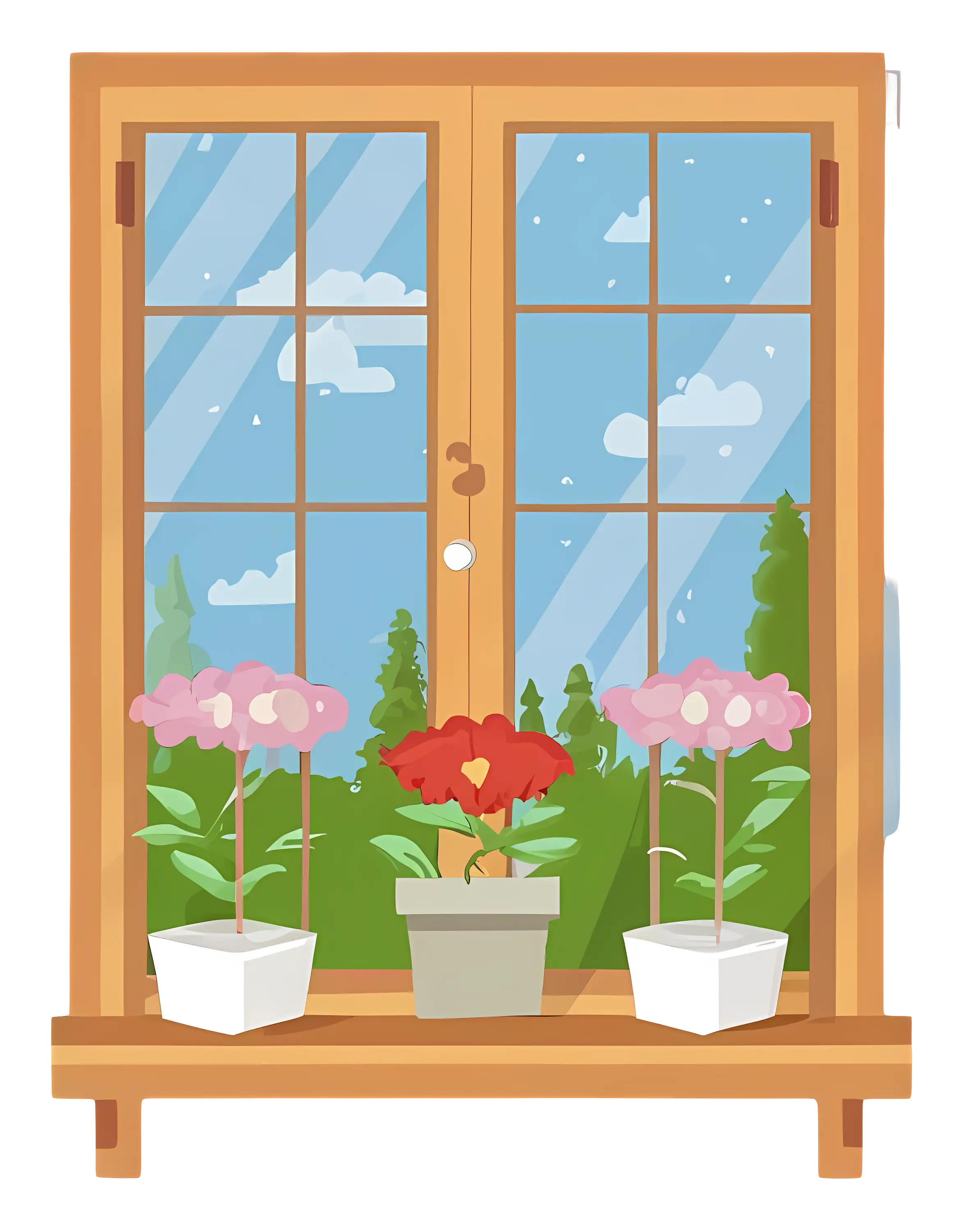 Window with Potted Plants