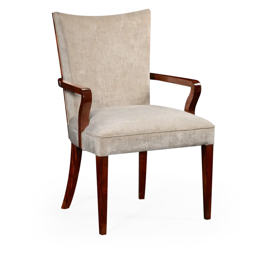 Wooden Armchair with Beige Upholstery