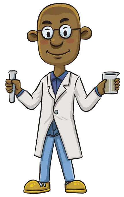 Cartoon Scientist with Lab Equipment