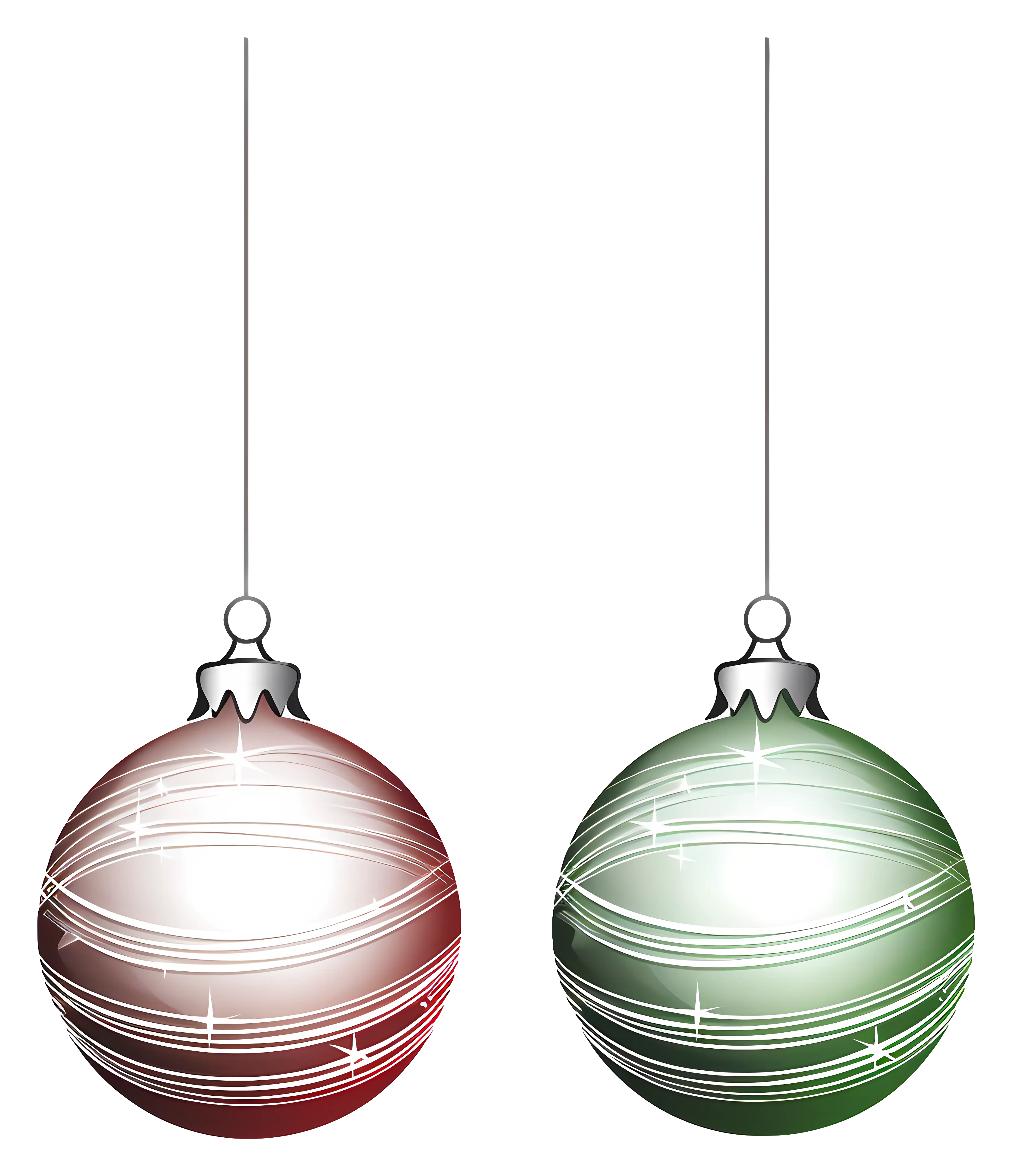 Elegant Green and Red Christmas Ornaments