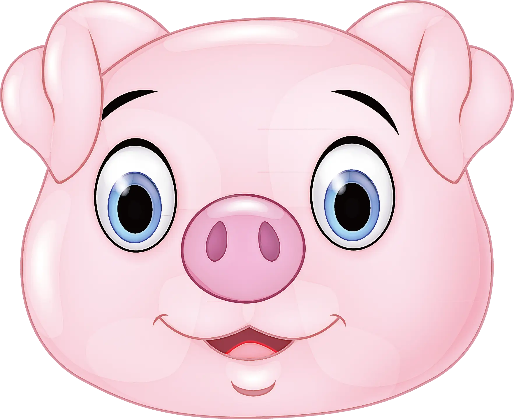 Cartoon Pig with Smiling Face