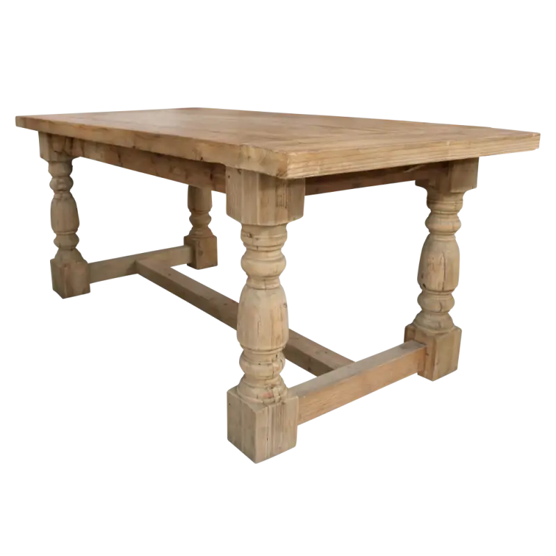 Classic Wooden Dining Table with Turned Legs