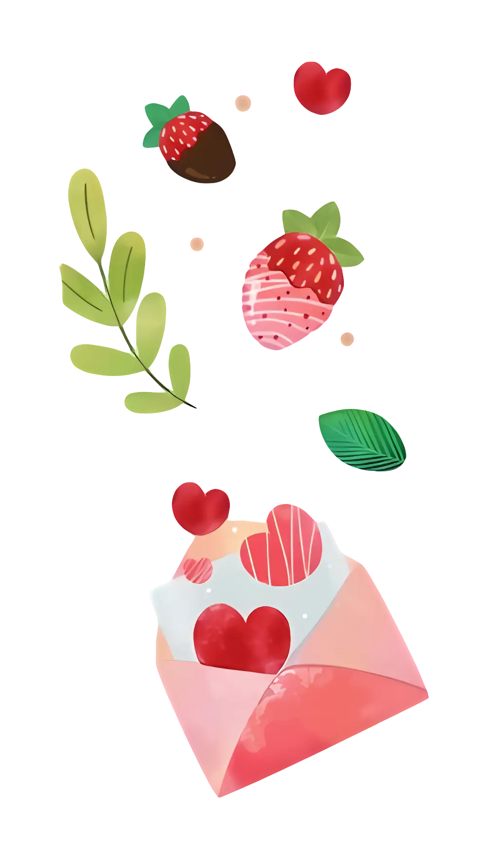 Love Letter with Hearts and Strawberries