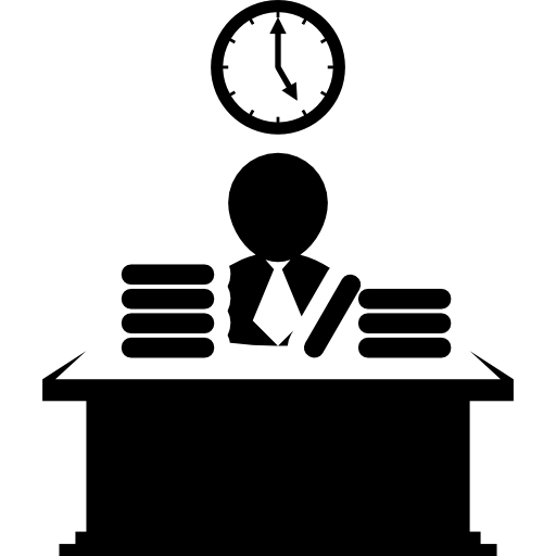 Person Working Illustration with Desk and Clock