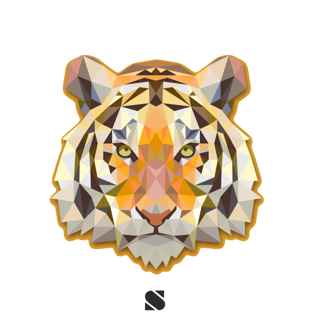 Low-Poly Tiger Face Artwork