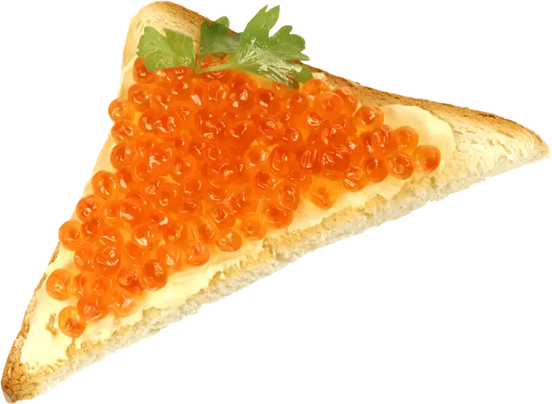 Toast with Red Caviar and Garnish