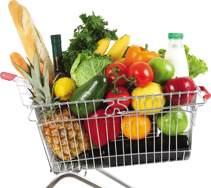 Shopping Cart with Groceries