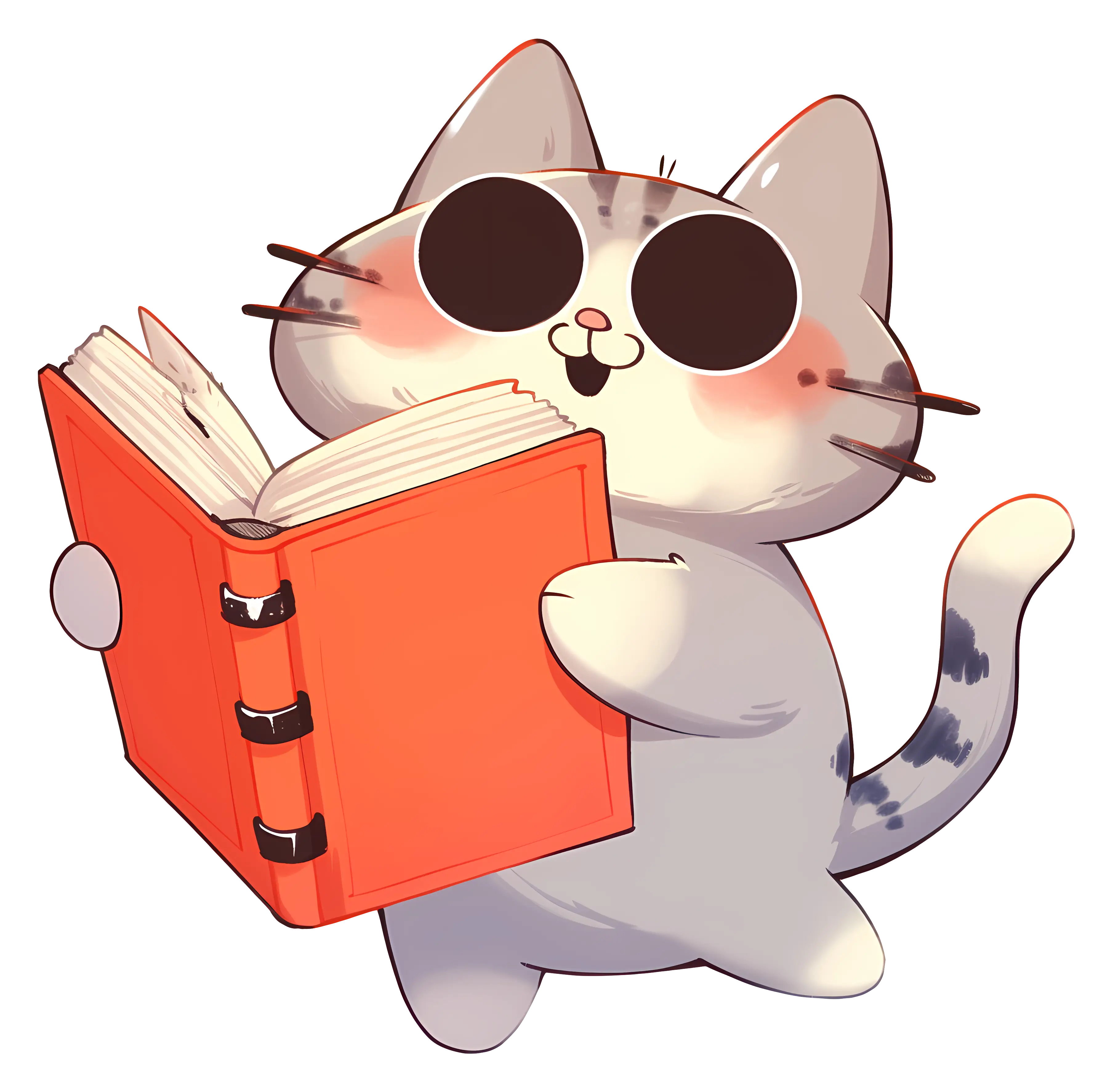 Cute Cat Reading a Book