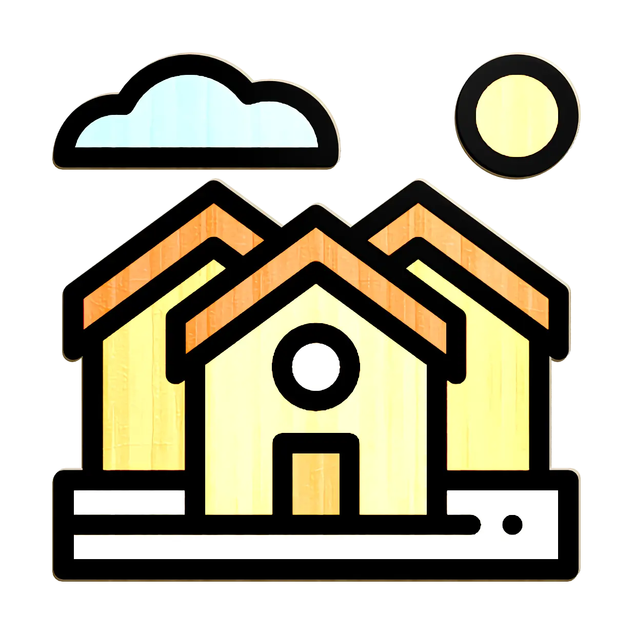 Neighborhood Houses with Sun