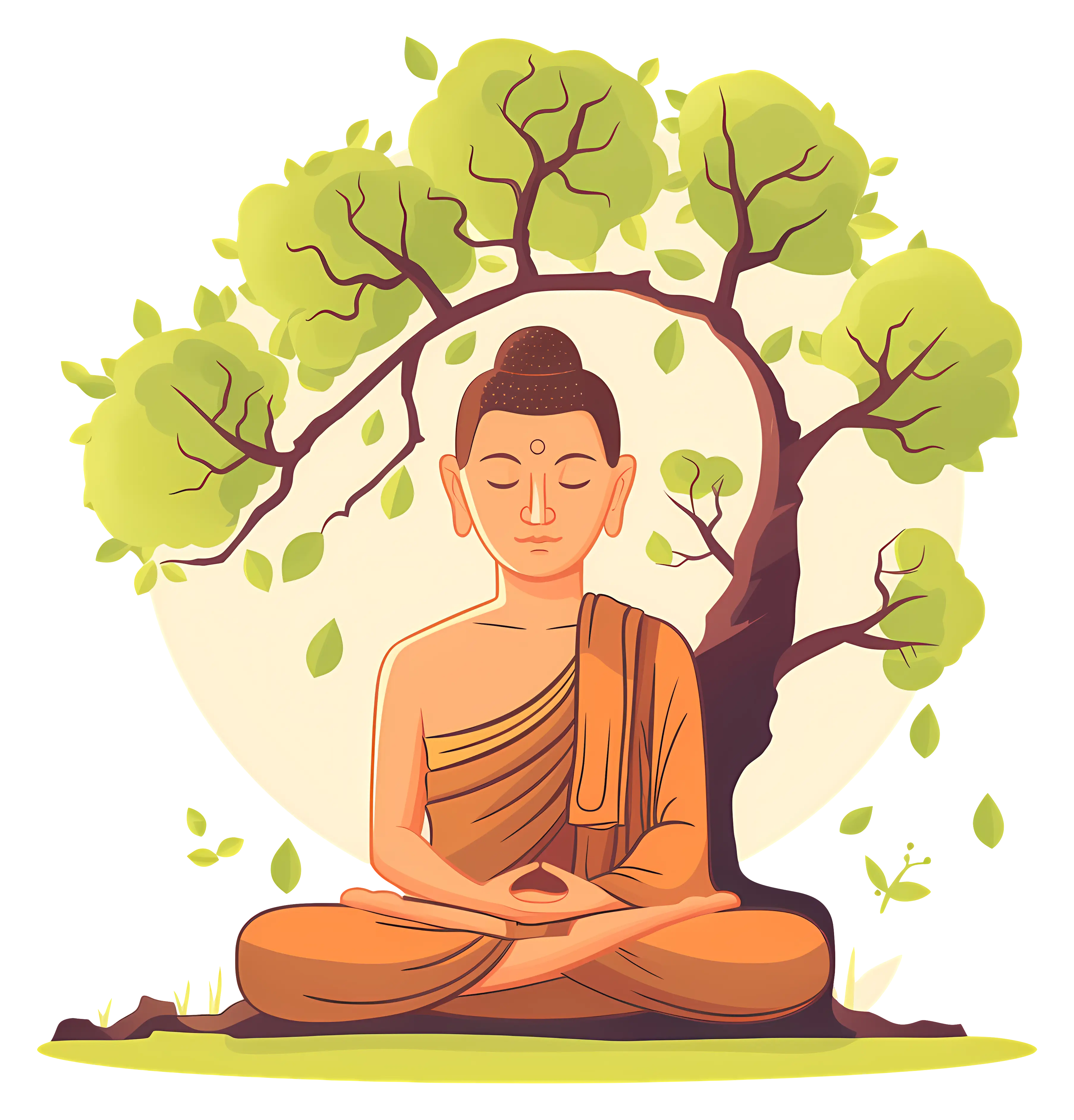 Meditating Buddha Under the Peaceful Tree