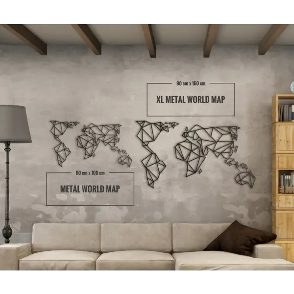 Metal World Map Wall Art