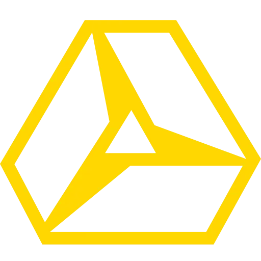 Yellow Geometric Prism Icon