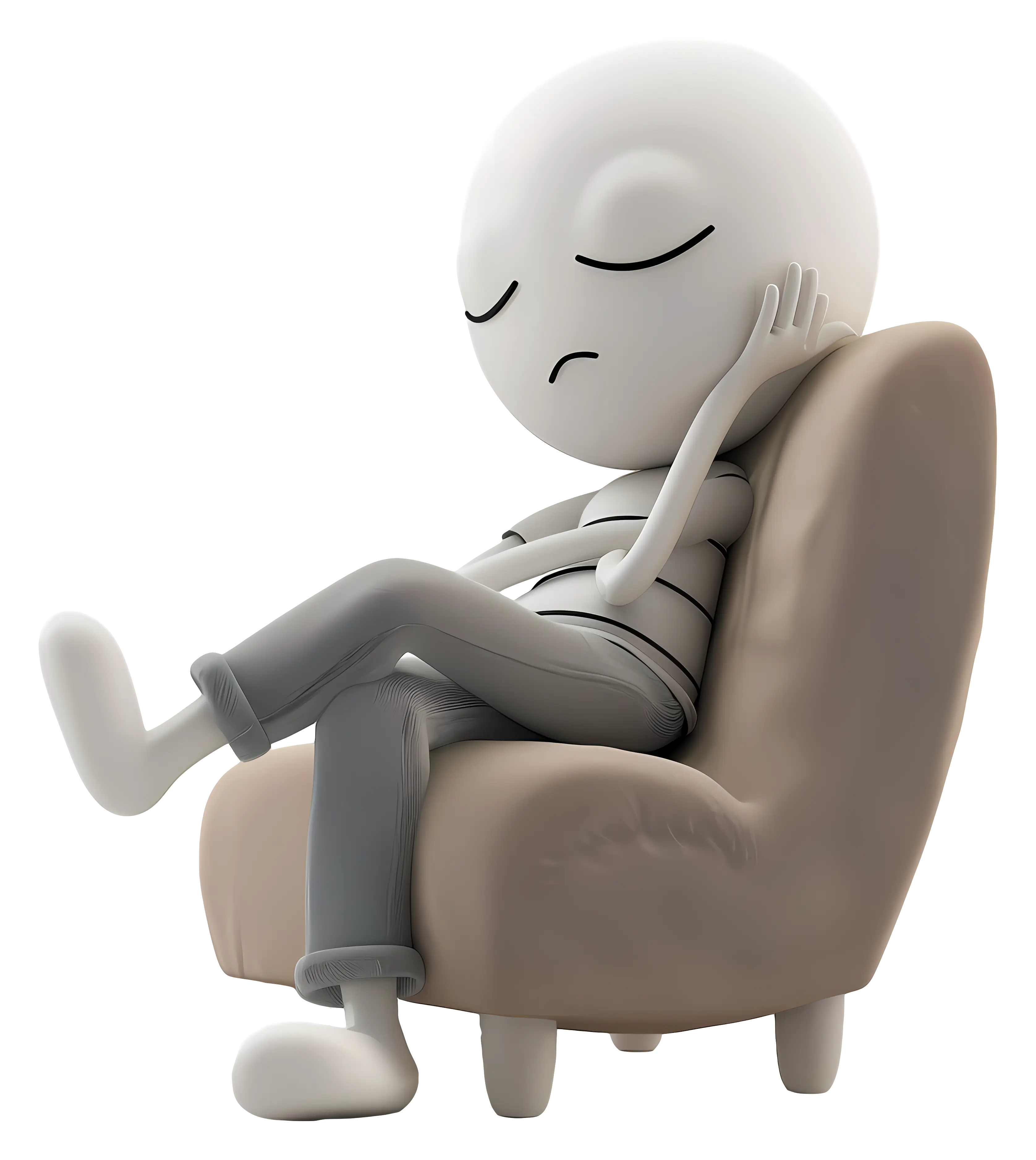 3D Figure Relaxing on Chair