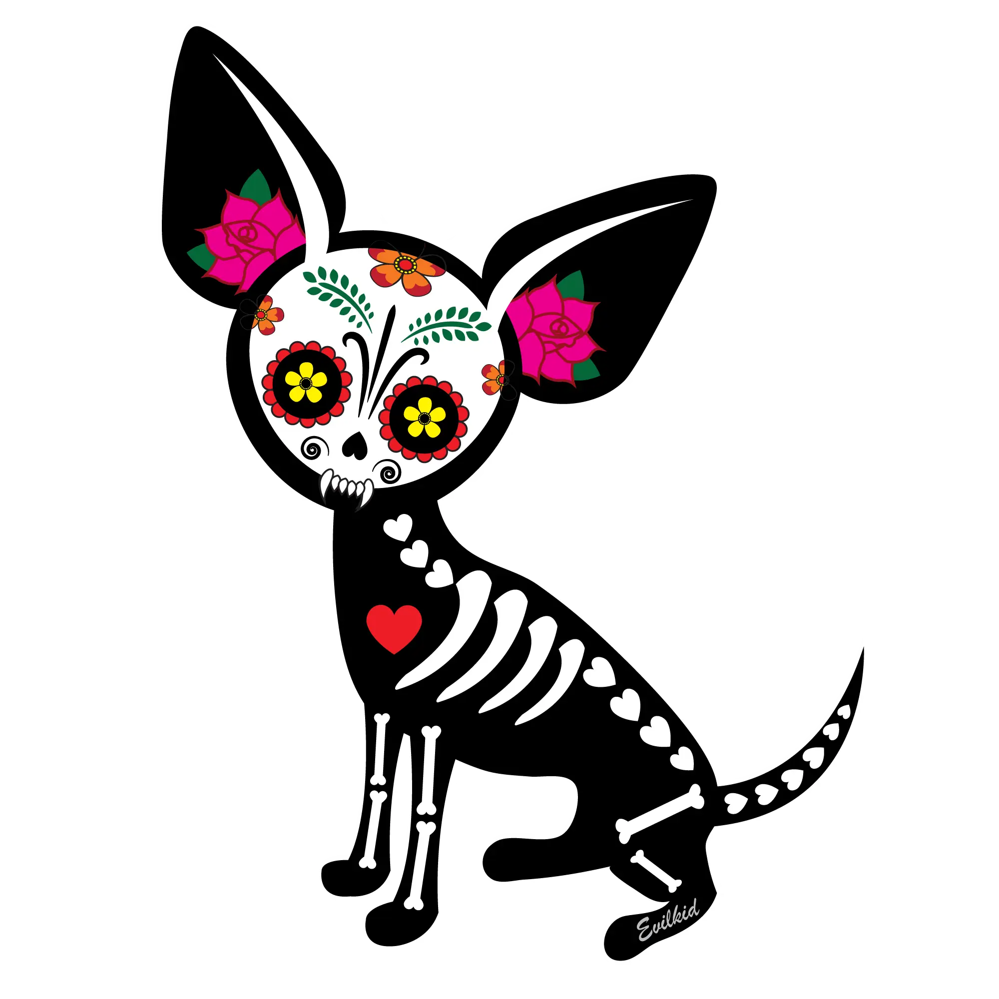 Day of the Dead Dog Illustration