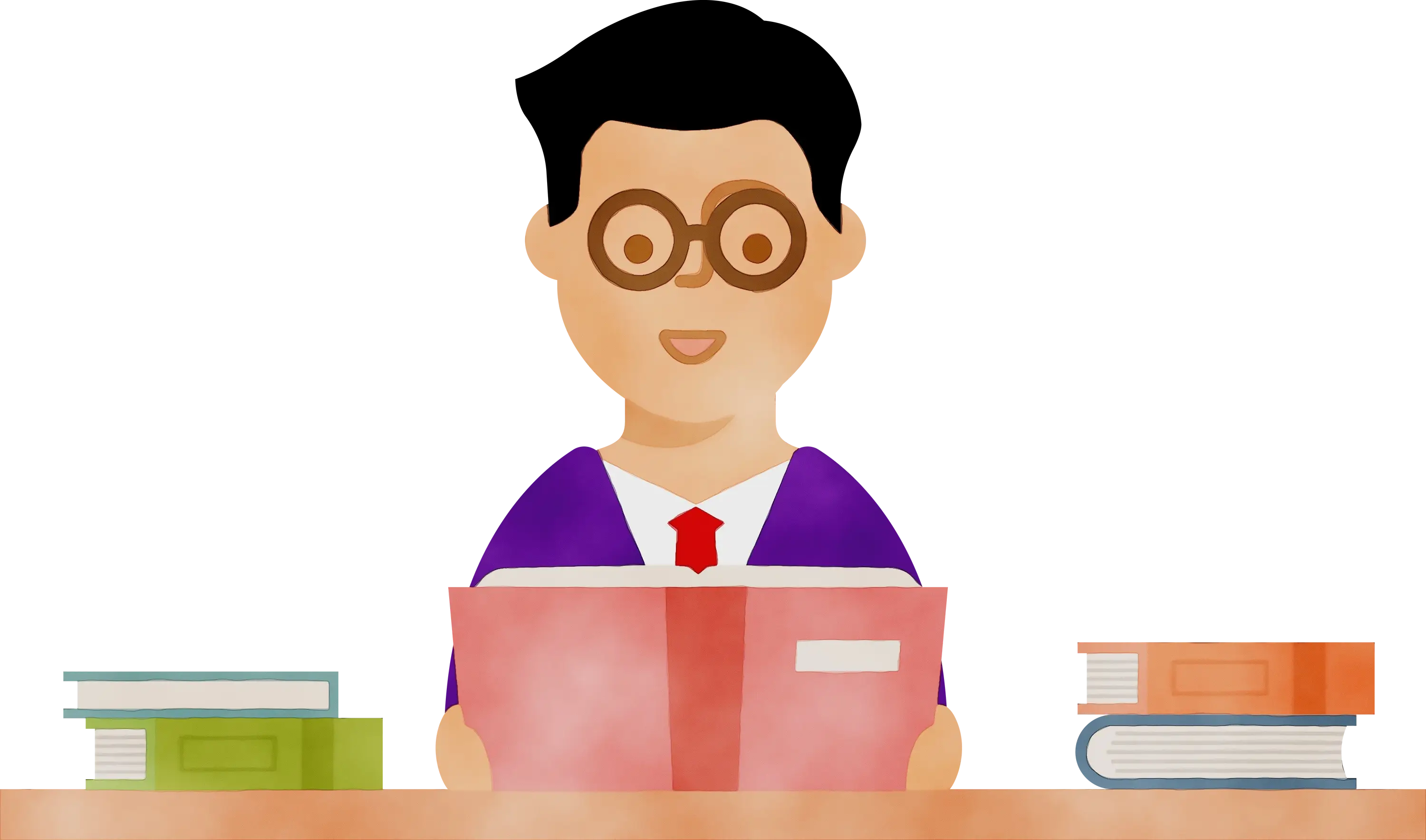 Cartoon Boy Reading Book Illustration