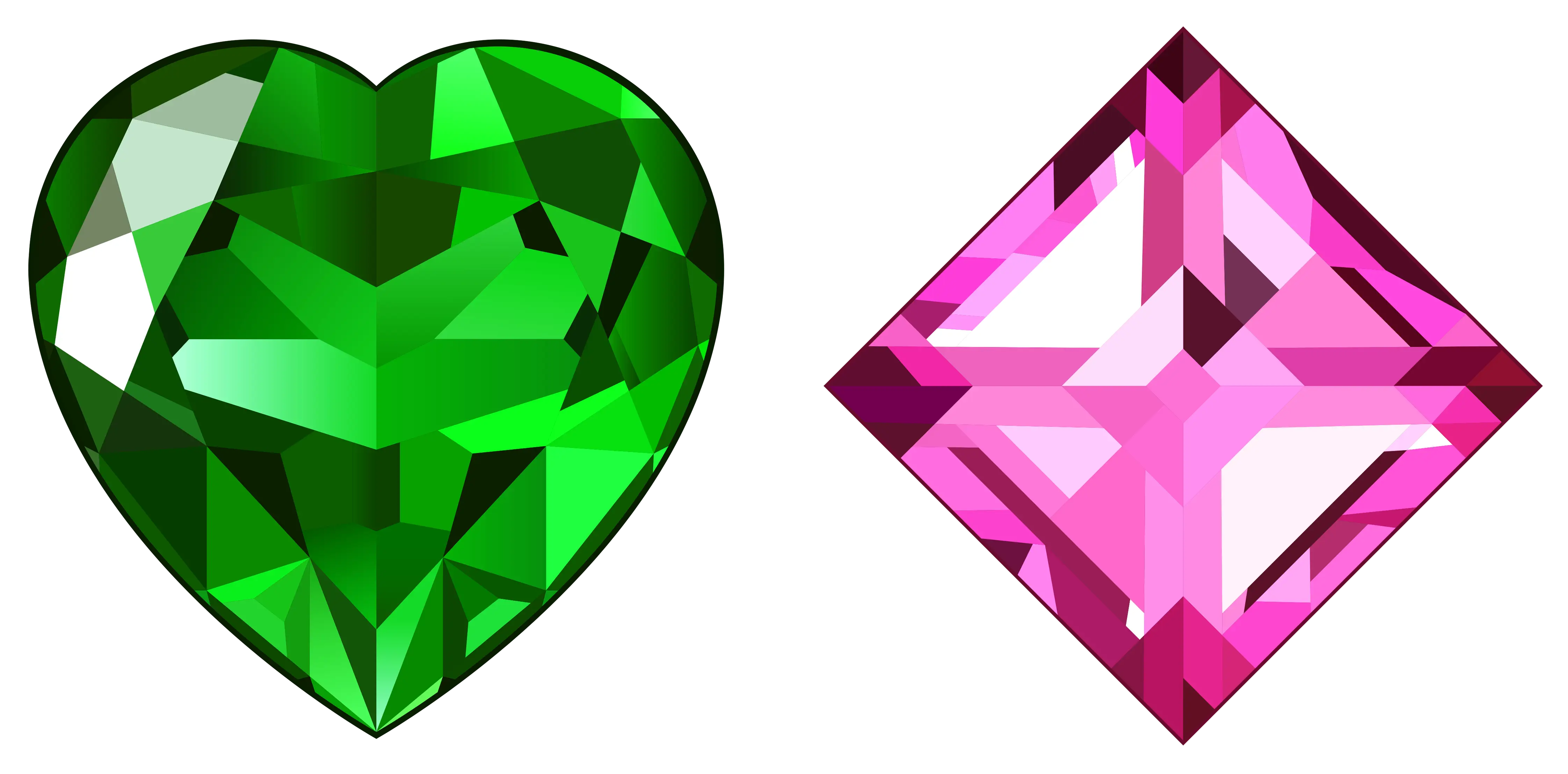 Shining Heart and Square Gemstone Pair