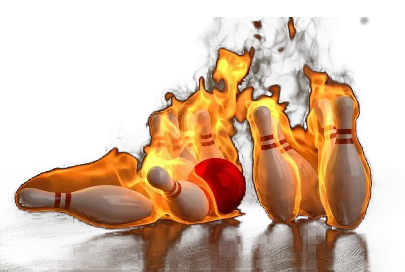 Bowling Pins on Fire with Ball