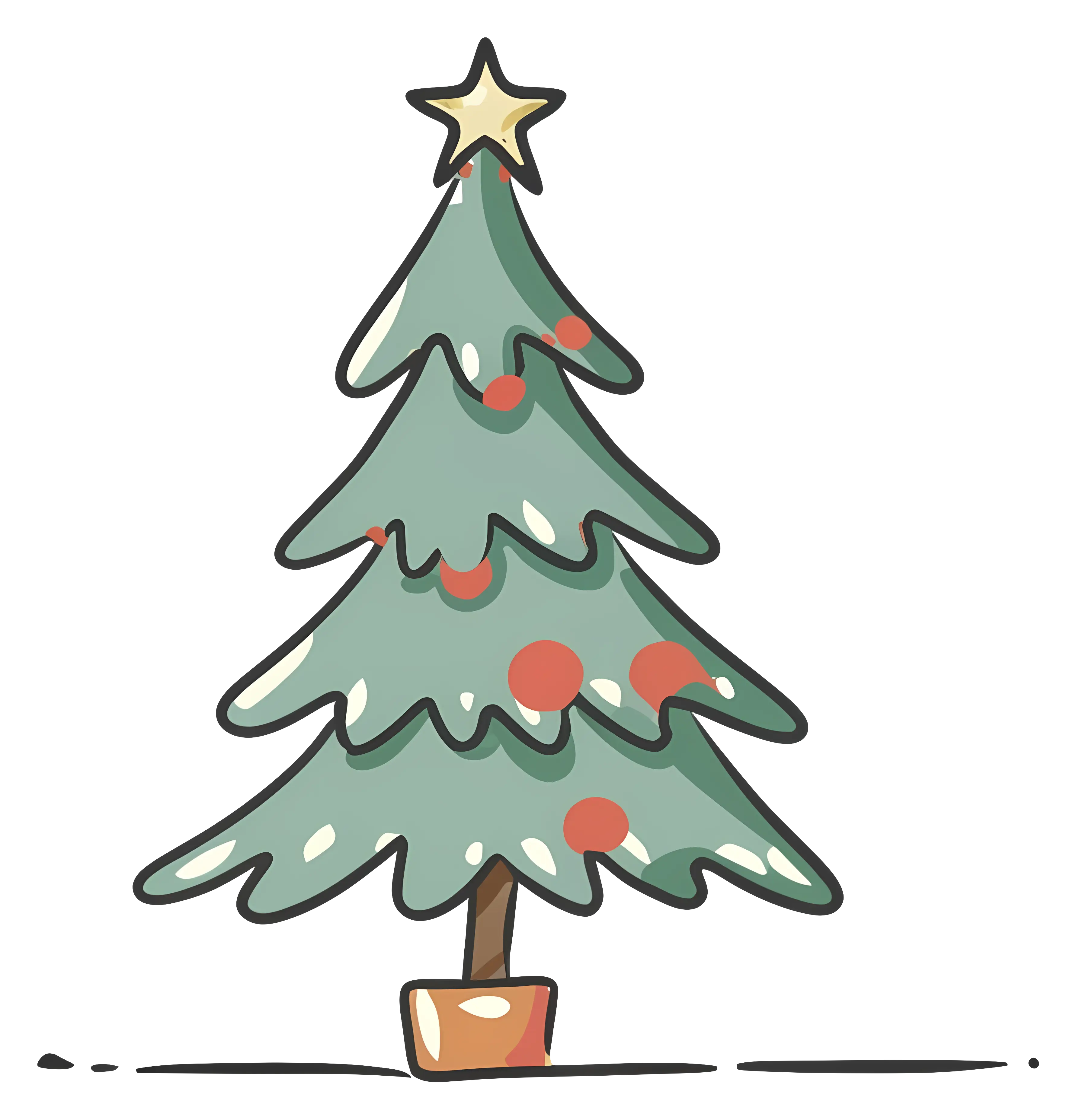 Christmas Tree with Star and Decorations