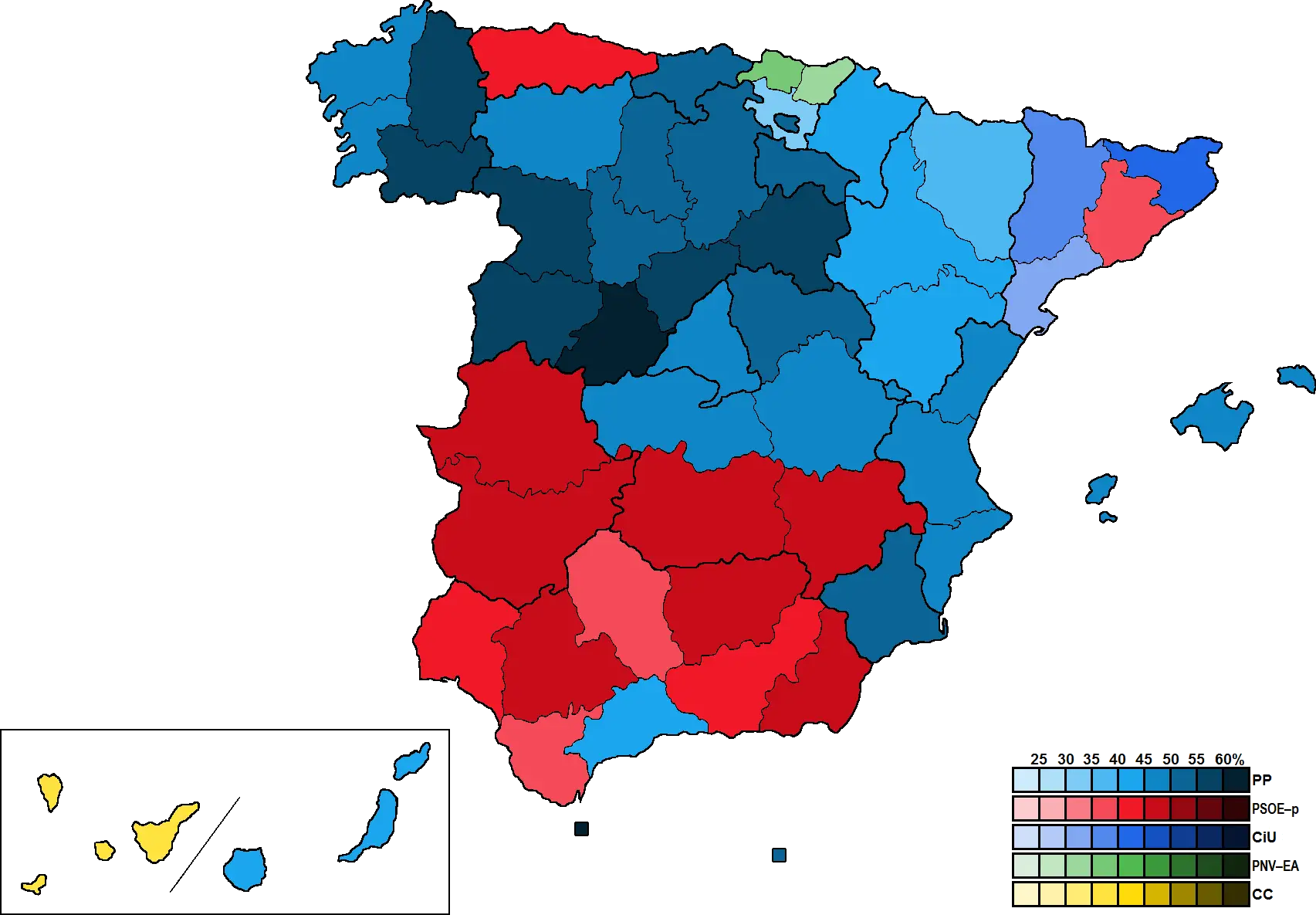 Color-Coded Map of Spain Regions