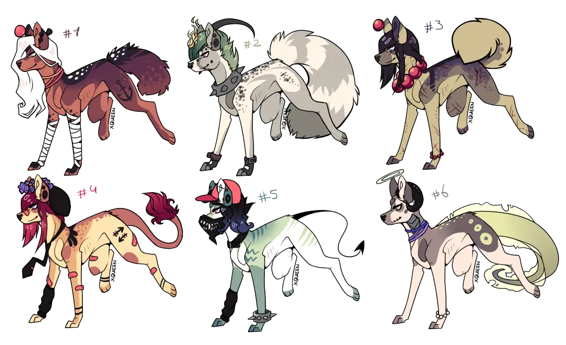 Colorful Cartoon Dogs in Costumes