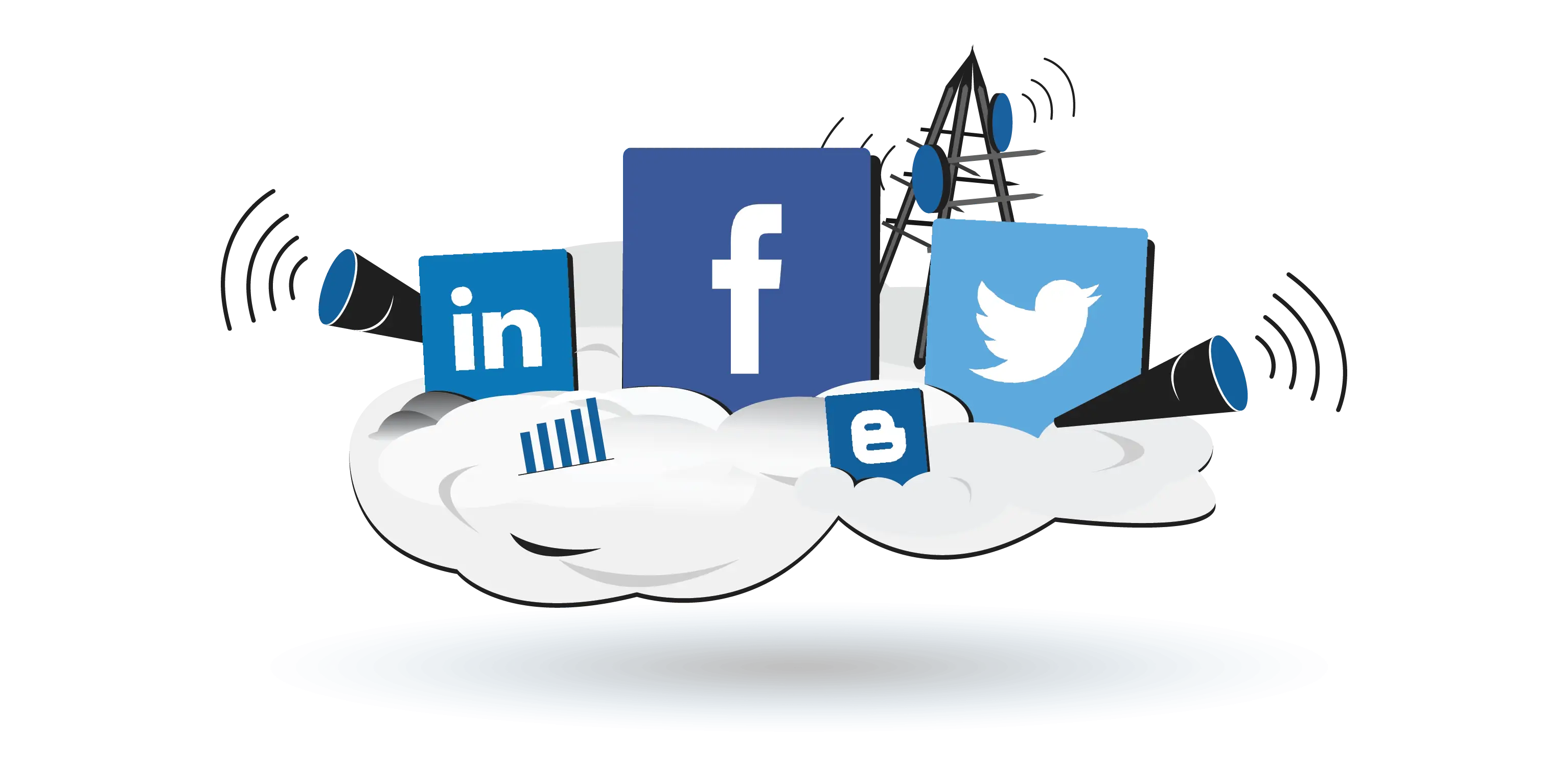Social Media Icons in Cloud Concept
