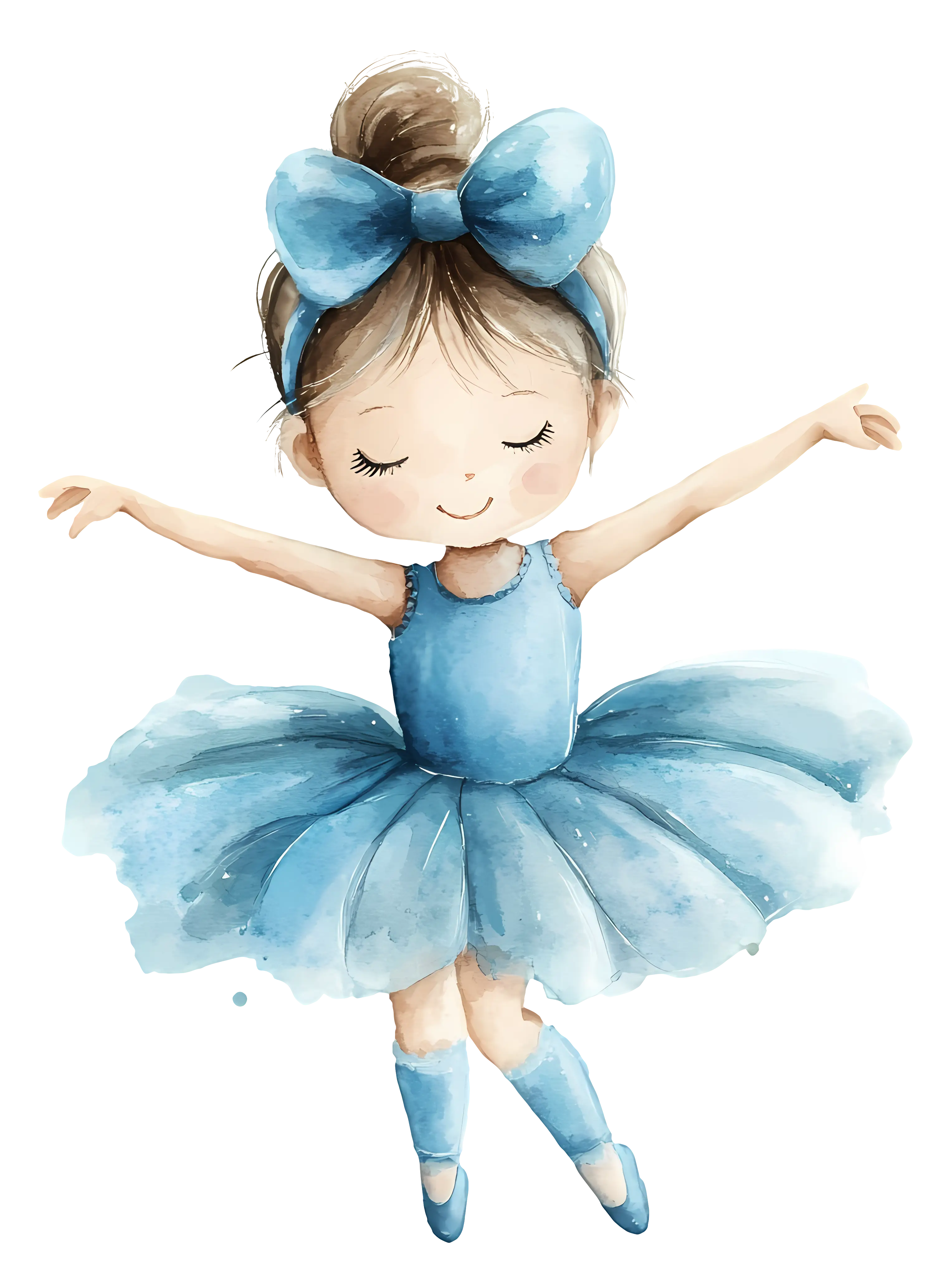 Delicate Watercolor Ballerina in Blue