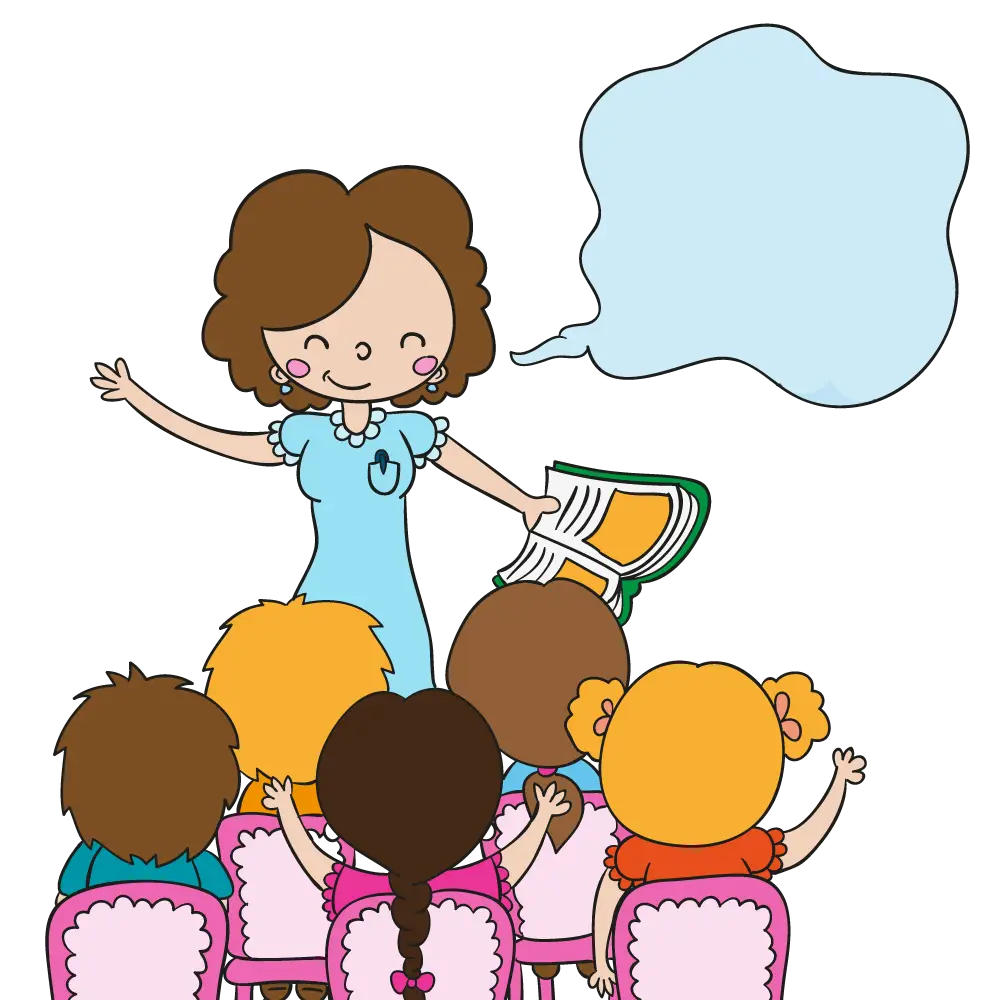 Teacher Reading to Children Illustration