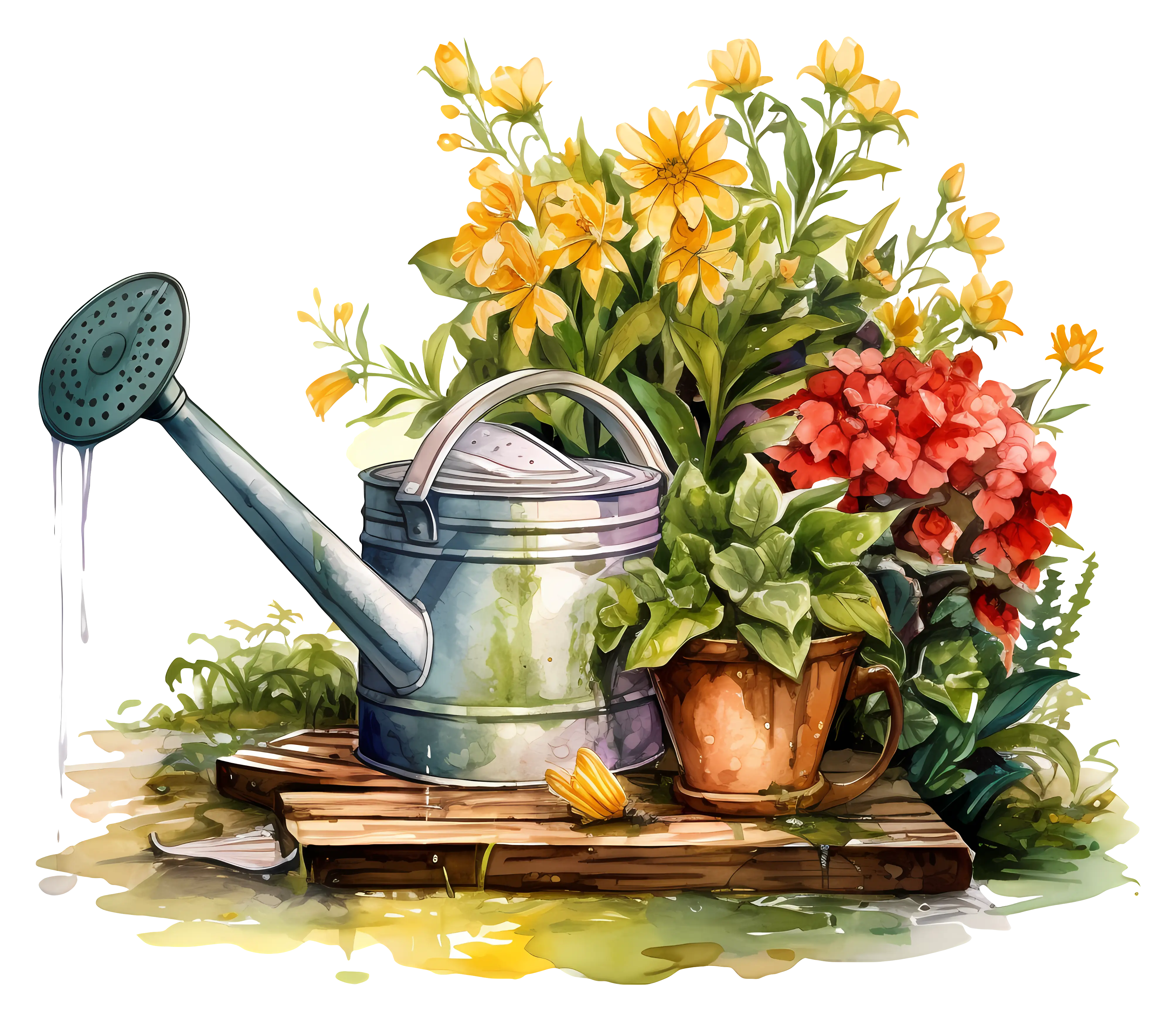 Watering Can with Flowers