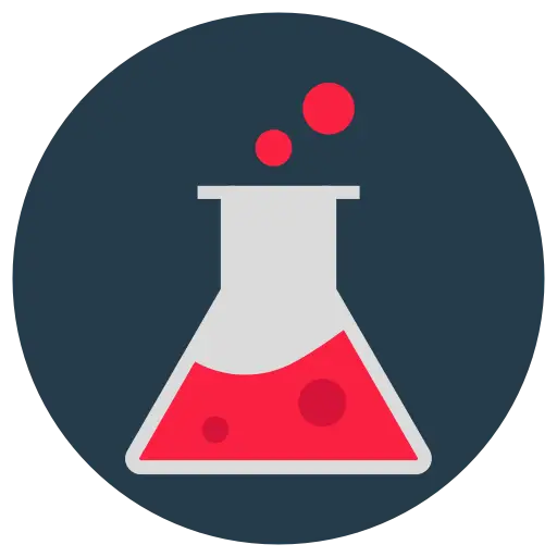 Flask with Red Liquid for Science Concept