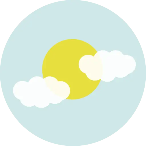 Illustrated Sun and Clouds Graphic