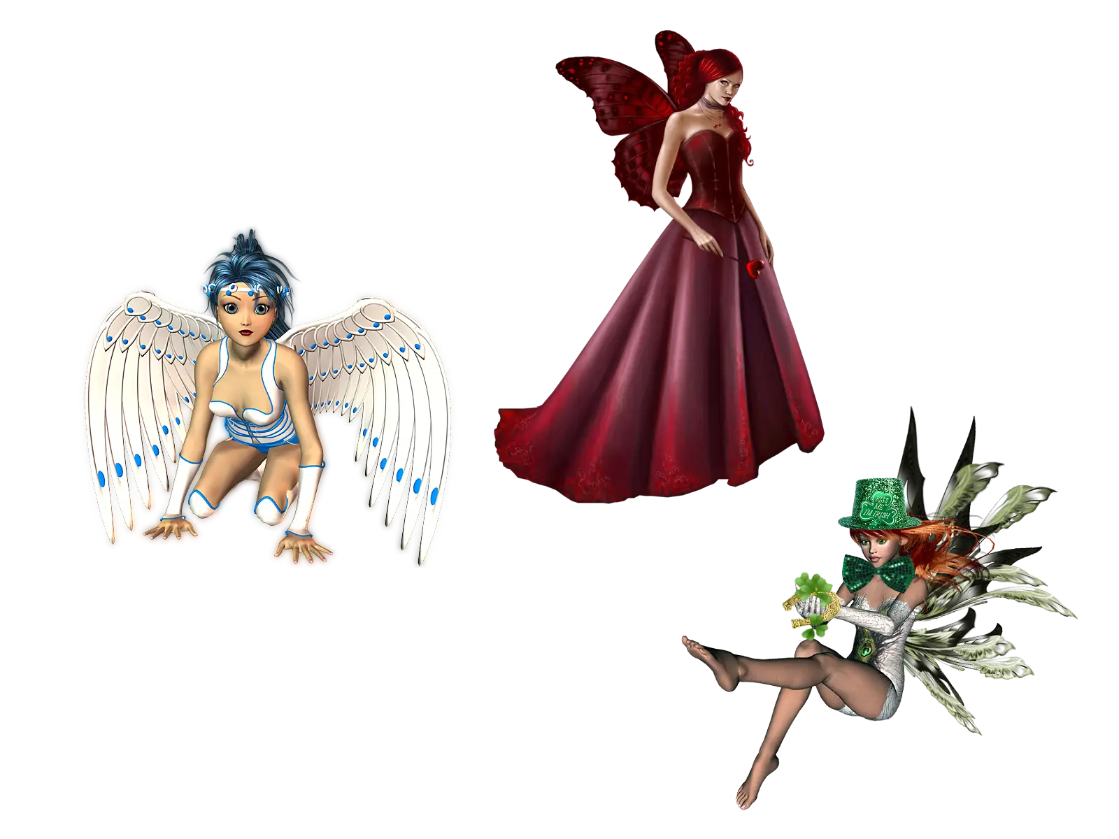 Fantasy Fairies with Wings and Dresses