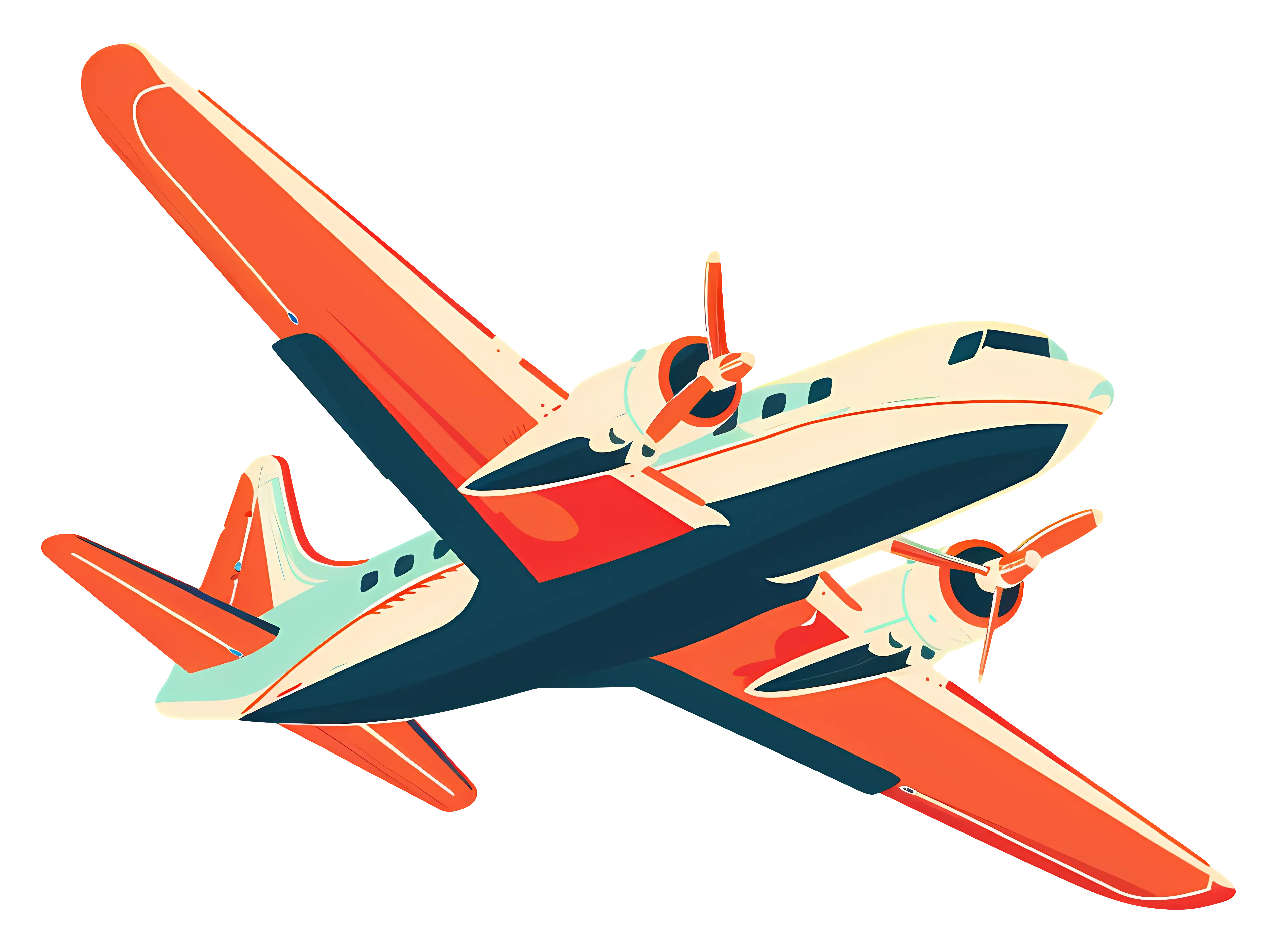 Retro Propeller Airplane Design for Aviation Art