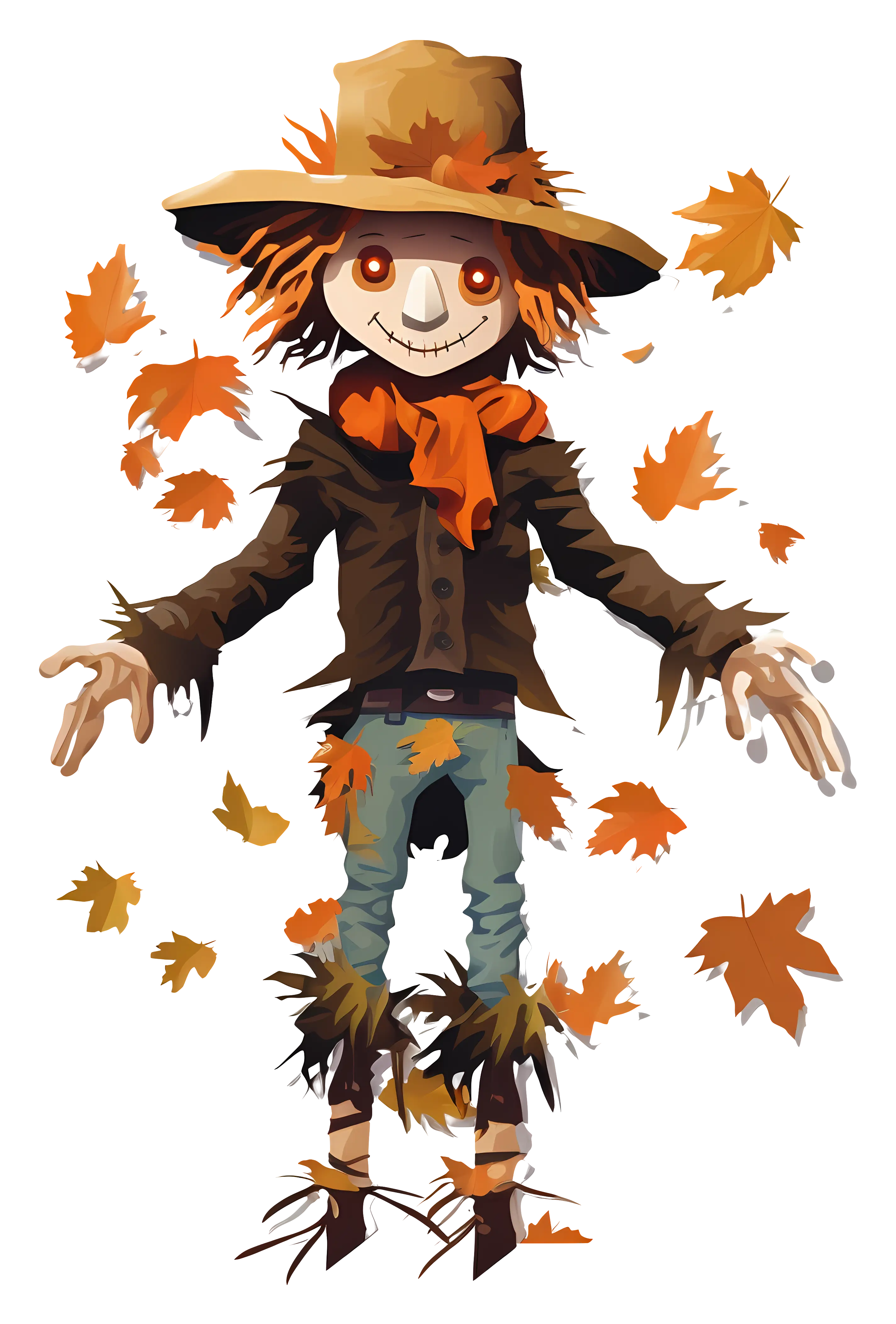 Scarecrow with Autumn Leaves