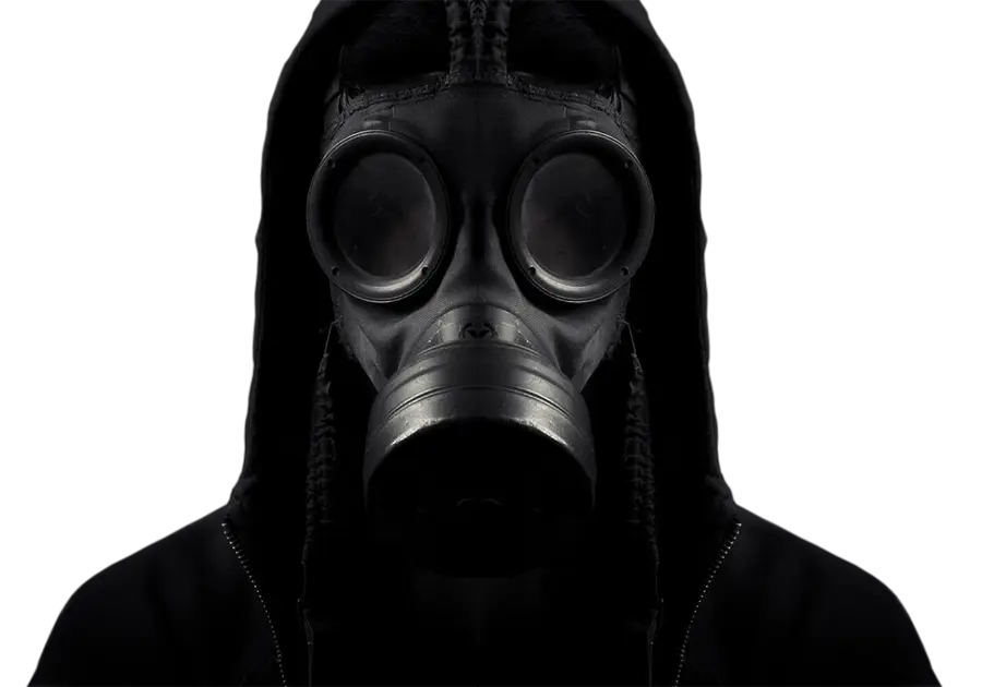 Person Wearing Black Gas Mask
