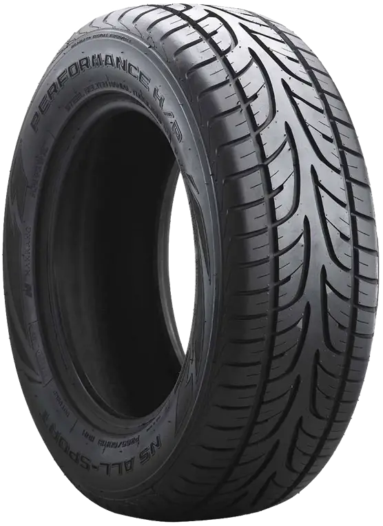 Black Performance Car Tire with Tread Design