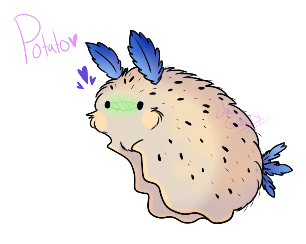 Cute Doodle Creature with Blue Ears