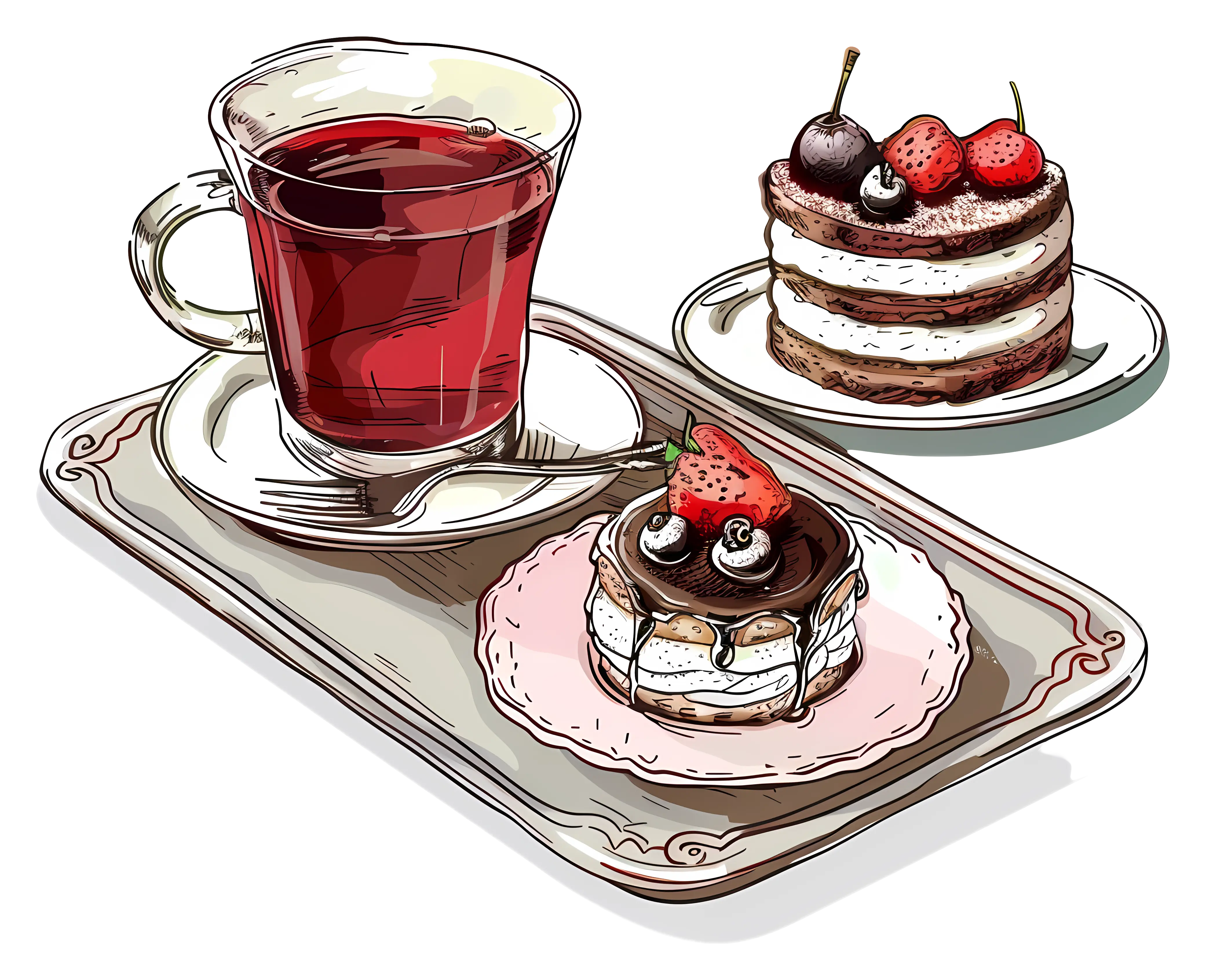 Tea and Desserts Illustration