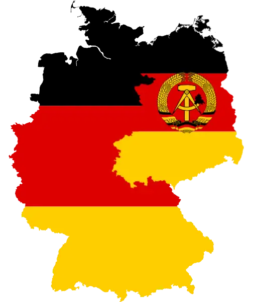 Map Overlay of East and West Germany with National Flag