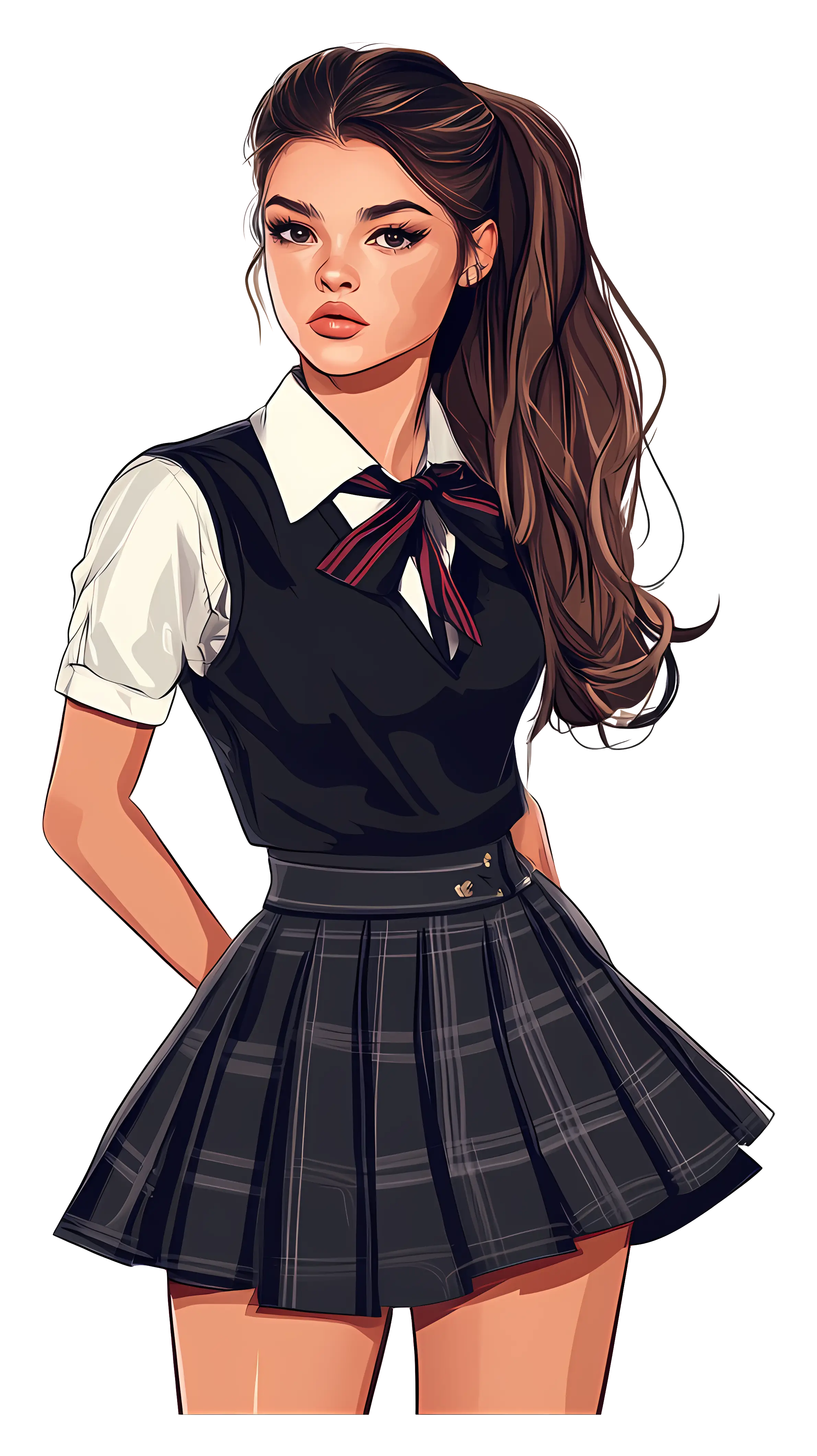 Stylish Girl in School Uniform