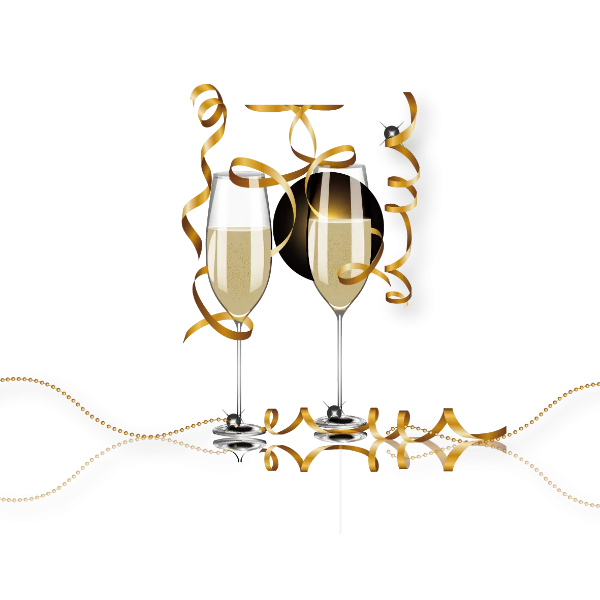 Champagne Glasses with Ribbons