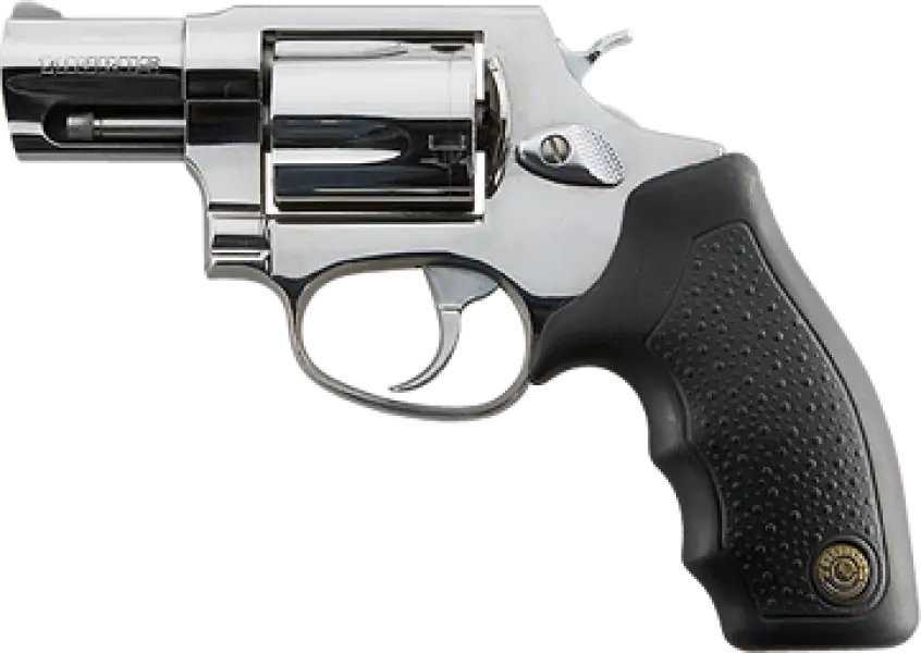 Polished Revolver Gun with Black Handle