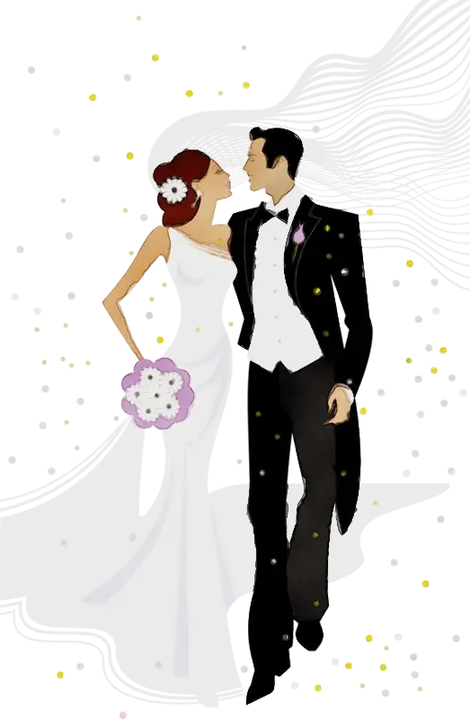 Wedding Couple Illustration with Bride and Groom