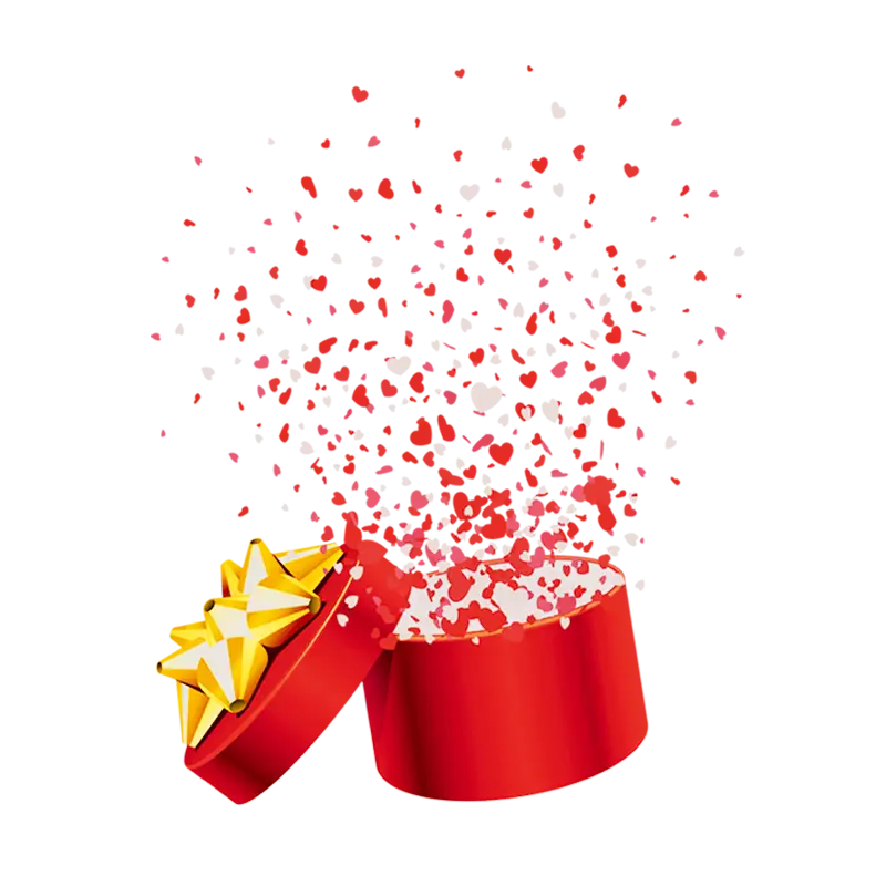 Red Gift Box with Stars and Confetti